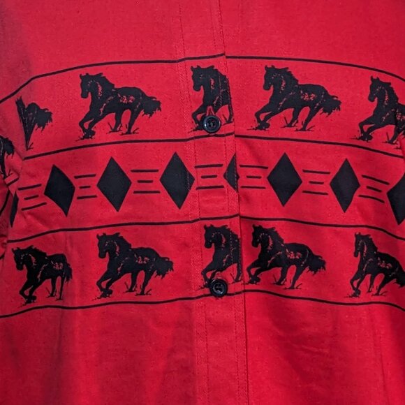 Gordon & James Vintage Women's Red Black Mustang Western Shirt Size L NWT - Picture 5 of 8